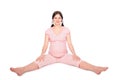 Pregnant girl trainning on floor Royalty Free Stock Photo