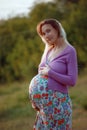 Pregnant girl walks in the Park