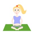 Pregnant girl on yoga lesson in lotus position vector illustration