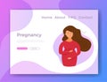Pregnant happy young girl vector colorful cartoon illustration.