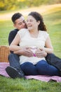 Pregnant Hispanic Couple Making Heart Shape with Hands on Belly Royalty Free Stock Photo