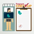 Pregnant infochart in flat design. Checkup clipboard.