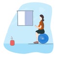 pregnant lady doing exercises on a gym ball