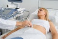 The pregnant lady pacient at ultrasonography examination Royalty Free Stock Photo