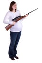 Pregnant Lady with Riffle Royalty Free Stock Photo