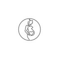 Pregnant Mom and Baby Heart line art logo design vector