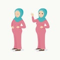 Pregnant moslem woman, with lovely character in two poses