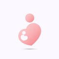 Pregnant mother and baby heart shaped symbol