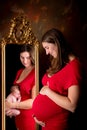 Pregnant mirror dreams of a baby Royalty Free Stock Photo