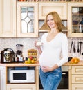 Pregnant mother drinks the milk