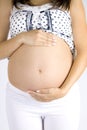 Pregnant mother with hands on belly Royalty Free Stock Photo