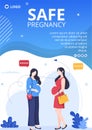 Pregnant Mother and Maternity Insurance Flyer Health care Template Flat Illustration Editable of Square Background for Social