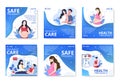 Pregnant Mother and Maternity Insurance Post Health care Template Flat Illustration Editable of Square Background for Social media