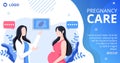 Pregnant Mother and Maternity Insurance Post Health care Template Flat Illustration Editable of Square Background for Social media