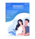 Pregnant Mother and Maternity Insurance Poster Health care Template Flat Illustration Editable of Square Background for Social