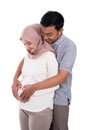 Pregnant muslim wife leaning on romantic husband Royalty Free Stock Photo