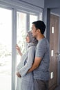 Pregnant muslim wife leaning on romantic husband Royalty Free Stock Photo