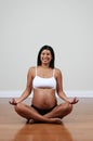 Pregnant Peruvian woman meditating Royalty Free Stock Photo