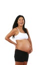 Pregnant Peruvian woman, posing, isolated on white Royalty Free Stock Photo