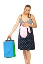 Pregnant purchased baby cloth Royalty Free Stock Photo