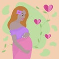 Pregnant redhead woman, illustration