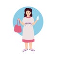 Pregnant shopping woman character vector illustration Royalty Free Stock Photo