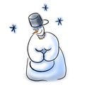 Pregnant snowwoman looks at her belly Royalty Free Stock Photo