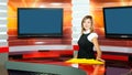 Pregnant television anchorwoman at TV studio Royalty Free Stock Photo