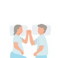 Pregnant wife and husband smiling, happy couple concept in flat vector illustration.