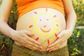 Pregnant woman abdomen with drawing Royalty Free Stock Photo