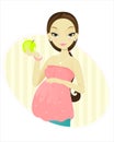 Pregnant woman and apple