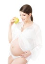 Pregnant woman with apple, pregnancy diet Royalty Free Stock Photo