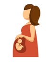 Pregnant woman with baby or fetus inside pregnancy