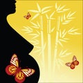 Pregnant woman bamboo and butterflies