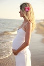 Pregnant woman on the beach