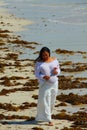 Pregnant Woman on the Beach Royalty Free Stock Photo