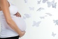 Pregnant woman belly with butterfly Royalty Free Stock Photo