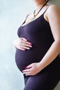Pregnant woman belly closeup Royalty Free Stock Photo