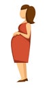 Pregnant woman with belly expecting baby isolated female character