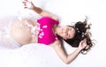 Pregnant woman belly over white background Royalty Free Stock Photo