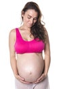 Pregnant woman belly over white background Royalty Free Stock Photo