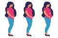 Pregnancy stages. Cute flat cartoon character.