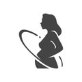 Pregnant woman black silhouette with hoop on belly medical fitness sport healthcare icon vector flat Royalty Free Stock Photo