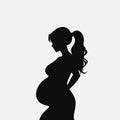 Pregnant woman black silhouette. Vector illustration Royalty Free Stock Photo