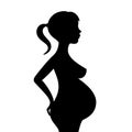 Pregnant woman black silhouette Royalty Free Stock Photo