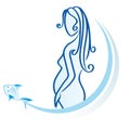 Pregnant woman blue Royalty Free Stock Photo