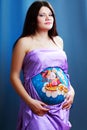 Pregnant woman with body art Royalty Free Stock Photo