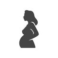 Pregnant woman care black vintage monochrome silhouette icon vector flat illustration Royalty Free Stock Photo