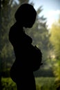 Pregnant woman caressing her belly Royalty Free Stock Photo