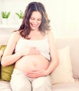 Pregnant woman caressing her belly Royalty Free Stock Photo